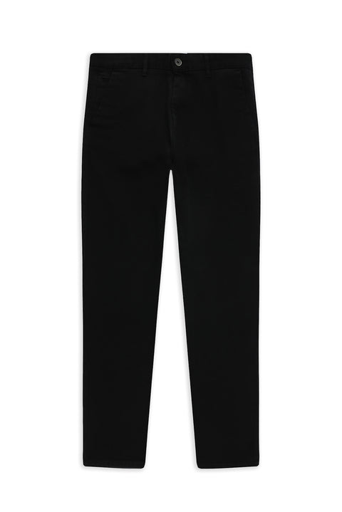 Black Regular Fit Standard Cut Lycra Canvas / Chino Trousers