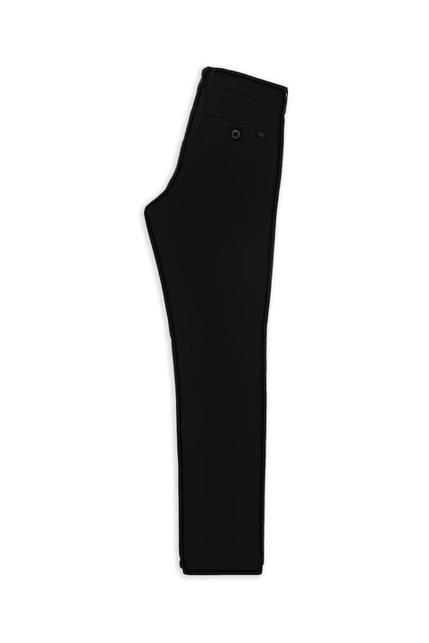 Black Regular Fit Standard Cut Lycra Canvas / Chino Trousers