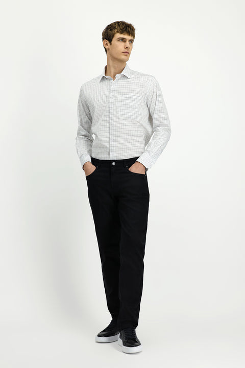 Black Regular Fit Standard Cut Lycra Canvas / Chino Trousers