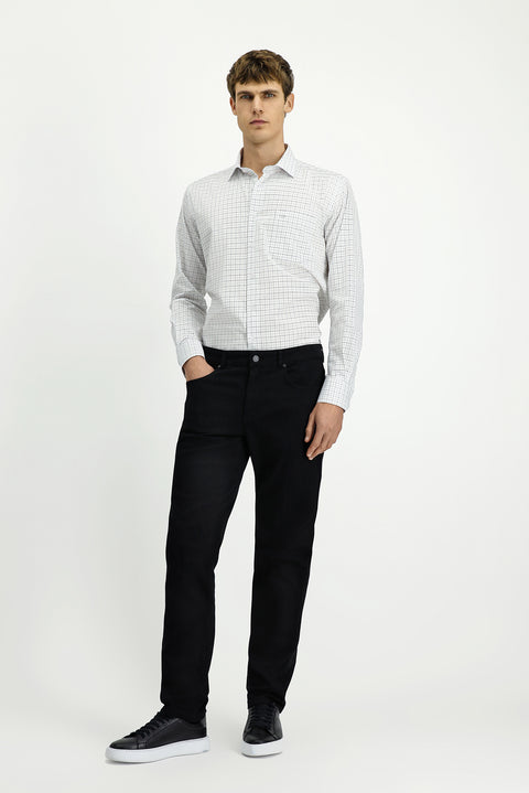 Black Regular Fit Standard Cut Lycra Canvas / Chino Trousers