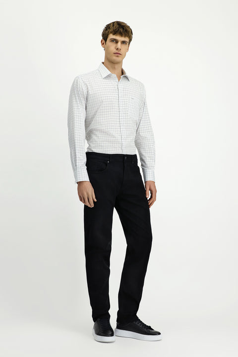 Black Regular Fit Standard Cut Lycra Canvas / Chino Trousers