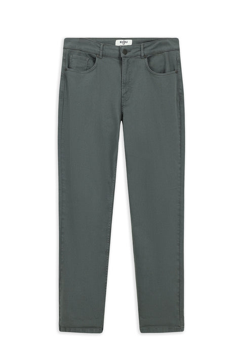 Orta Gri Regular Fit Standart Kesim Likralı Kanvas / Chino Pantolon