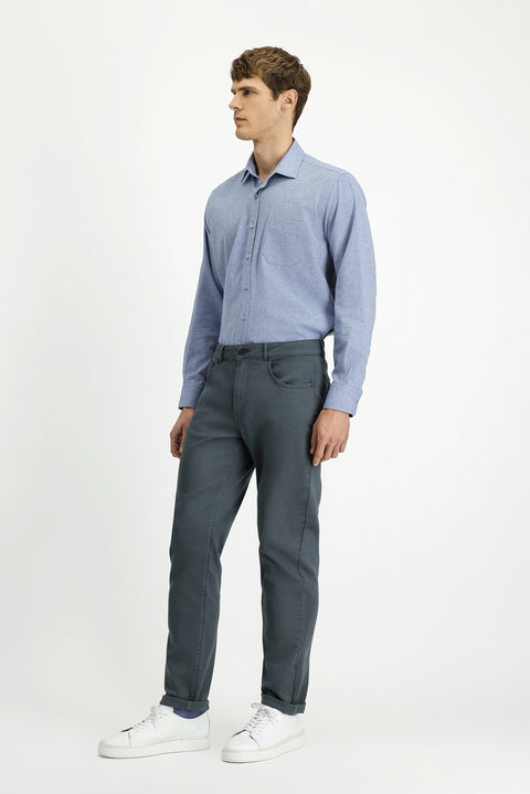 Orta Gri Regular Fit Standart Kesim Likralı Kanvas / Chino Pantolon