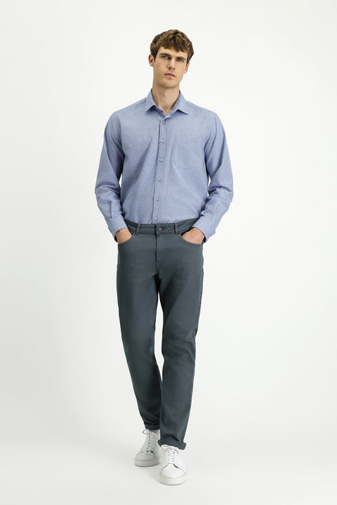 Orta Gri Regular Fit Standart Kesim Likralı Kanvas / Chino Pantolon