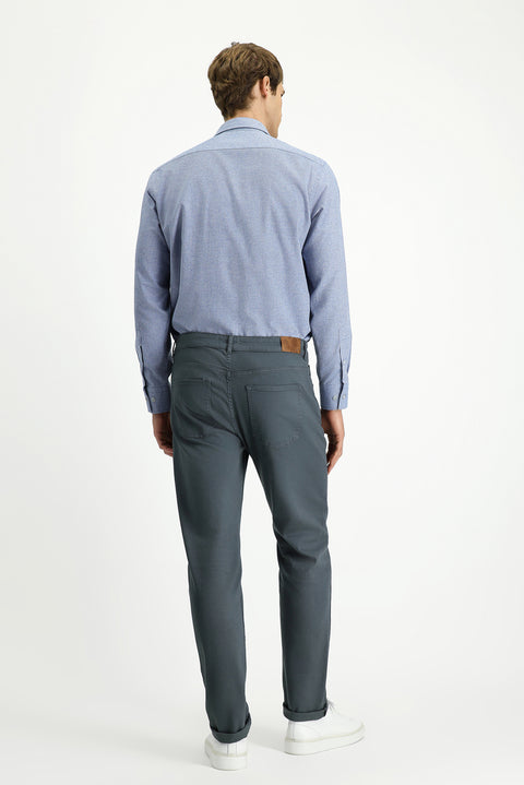 Orta Gri Regular Fit Standart Kesim Likralı Kanvas / Chino Pantolon