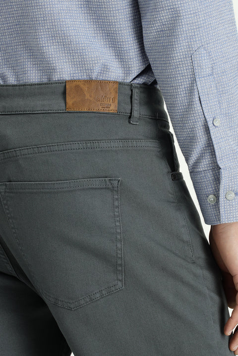 Orta Gri Regular Fit Standart Kesim Likralı Kanvas / Chino Pantolon
