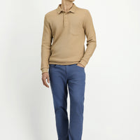 Blue Regular Fit Standard Cut Lycra Canvas / Chino Trousers