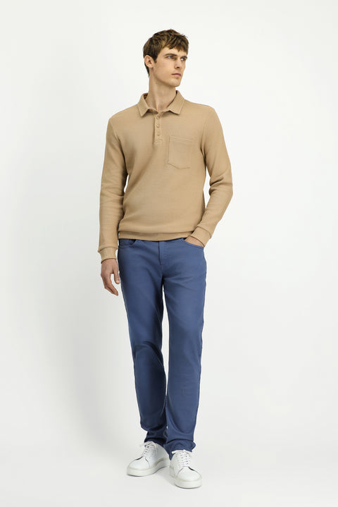 Blue Regular Fit Standard Cut Lycra Canvas / Chino Trousers
