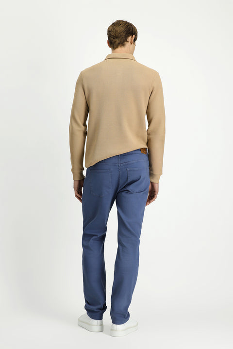 Blue Regular Fit Standard Cut Lycra Canvas / Chino Trousers