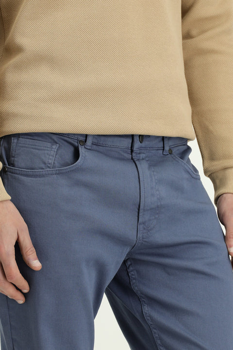 Blue Regular Fit Standard Cut Lycra Canvas / Chino Trousers