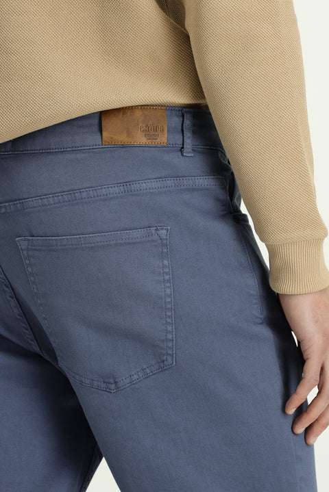 Blue Regular Fit Standard Cut Lycra Canvas / Chino Trousers