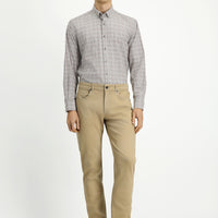 Light Beige Regular Fit Standard Cut Lycra Canvas / Chino Pants