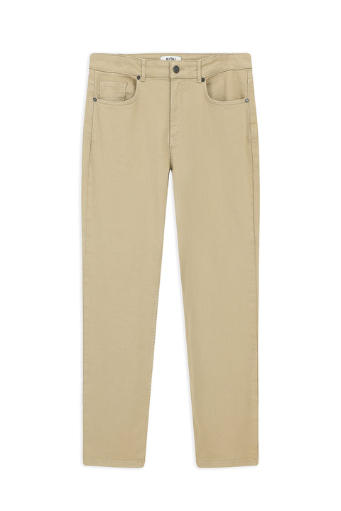 Light Beige Regular Fit Standard Cut Lycra Canvas / Chino Pants
