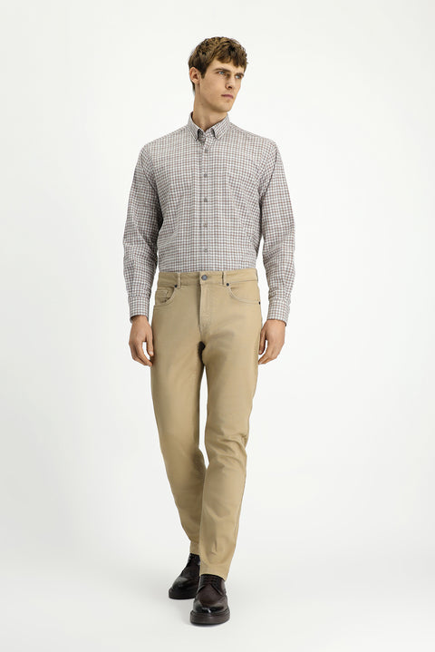 Light Beige Regular Fit Standard Cut Lycra Canvas / Chino Pants
