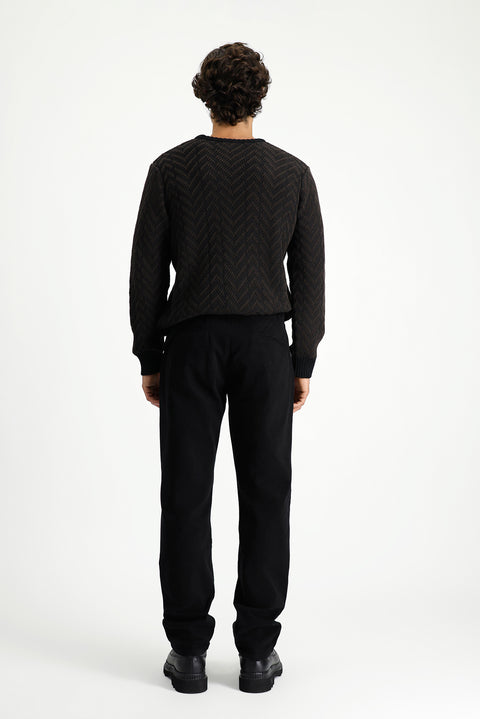 Black Regular Fit Standard Cut Lycra Canvas / Chino Trousers