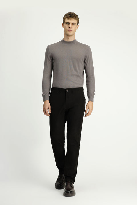 Mid Coffee Regular Fit Standard Cut Lycra Canvas / Chino Trousers