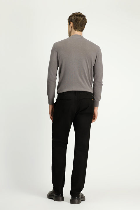 Mid Coffee Regular Fit Standard Cut Lycra Canvas / Chino Trousers