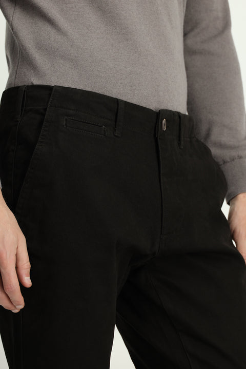 Mid Coffee Regular Fit Standard Cut Lycra Canvas / Chino Trousers
