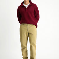Light Beige Regular Fit Standard Cut Lycra Canvas / Chino Pants