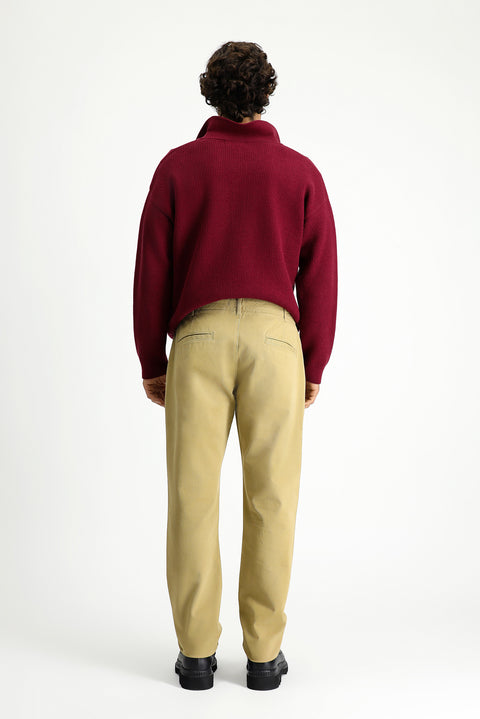 Light Beige Regular Fit Standard Cut Lycra Canvas / Chino Pants