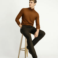 Orta Haki Regular Fit Standart Kesim Likralı Kanvas / Chino Pantolon
