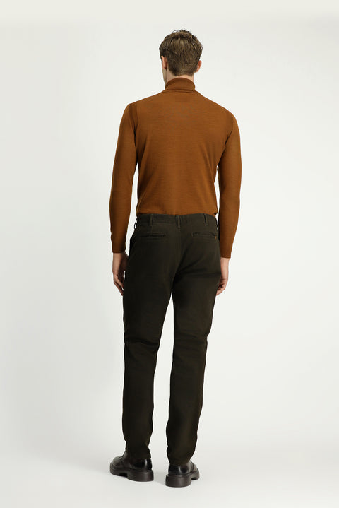 Orta Haki Regular Fit Standart Kesim Likralı Kanvas / Chino Pantolon