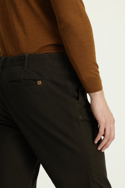 Orta Haki Regular Fit Standart Kesim Likralı Kanvas / Chino Pantolon