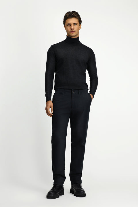 Medium Anthracite Regular Fit Standard Cut Stretchy Canvas / Chino Trousers