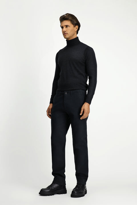 Medium Anthracite Regular Fit Standard Cut Stretchy Canvas / Chino Trousers