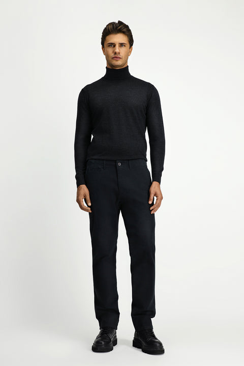 Medium Anthracite Regular Fit Standard Cut Stretchy Canvas / Chino Trousers