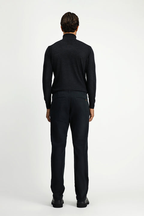 Medium Anthracite Regular Fit Standard Cut Stretchy Canvas / Chino Trousers
