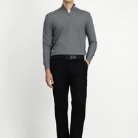 Black Relaxed Fit Side Pocket Lycra Canvas / Chino Trousers