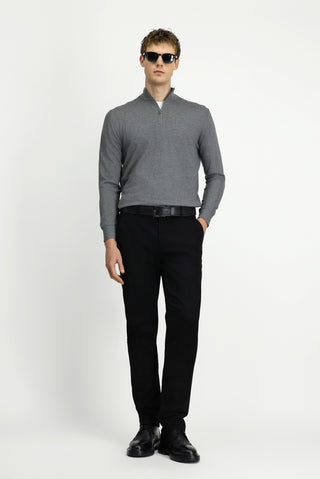  Siyah Relaxed Fit Rahat Kesim Yandan Cep Likralı Kanvas / Chino Pantolon