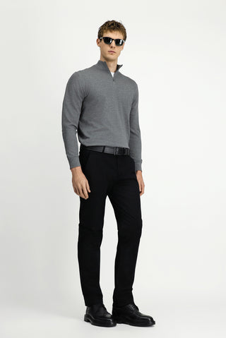  Siyah Relaxed Fit Rahat Kesim Yandan Cep Likralı Kanvas / Chino Pantolon
