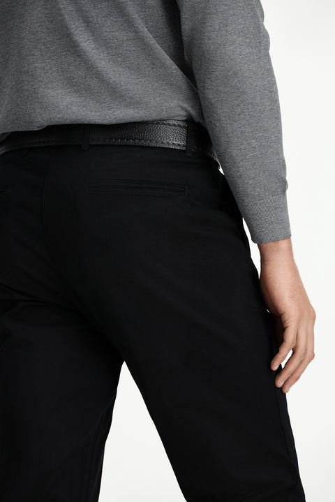 Black Relaxed Fit Side Pocket Lycra Canvas / Chino Trousers