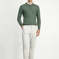 Light Gray Relaxed Fit Side Pocket Stretch Canvas / Chino Trousers
