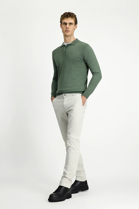 Light Gray Relaxed Fit Side Pocket Stretch Canvas / Chino Trousers