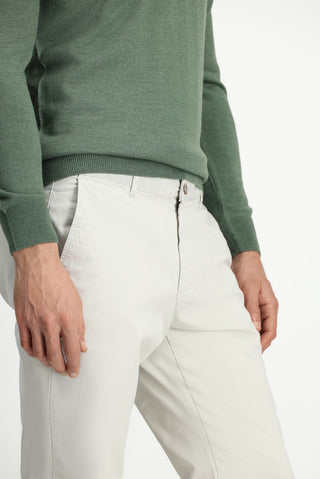  Açık Gri Relaxed Fit Rahat Kesim Yandan Cep Likralı Kanvas / Chino Pantolon