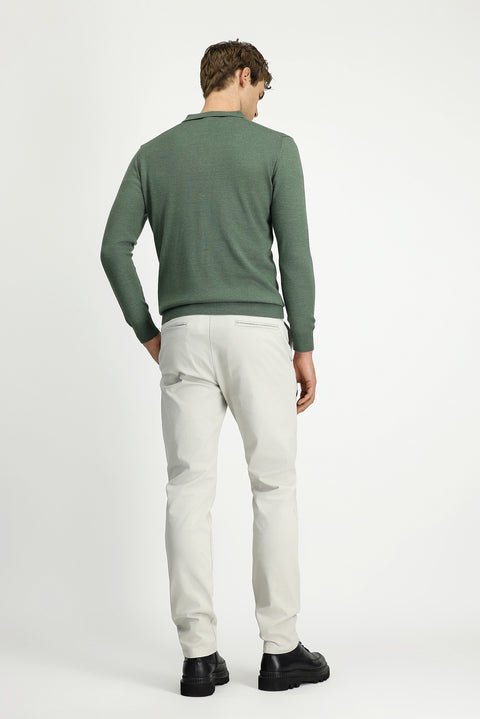 Light Grey Regular Fit Standard Cut Side Pocket Lycra Canvas / Chino Trousers