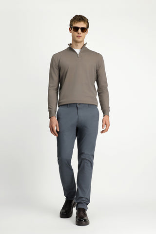  Orta Füme Relaxed Fit Rahat Kesim Yandan Cep Likralı Kanvas / Chino Pantolon