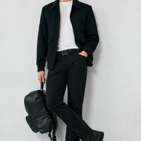 Black Regular Fit Standard Cut Lycra Stretch Canvas / Chino Trousers