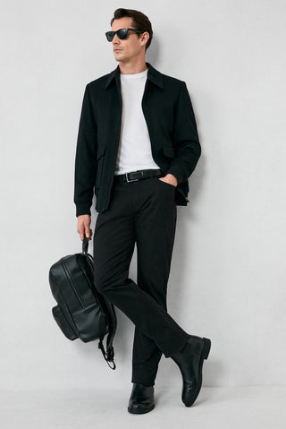  Siyah Regular Fit Standart Kesim Likralı Esnek Kanvas / Chino Pantolon