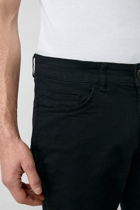 Black Slim Fit Stretch Canvas / Chino Trousers