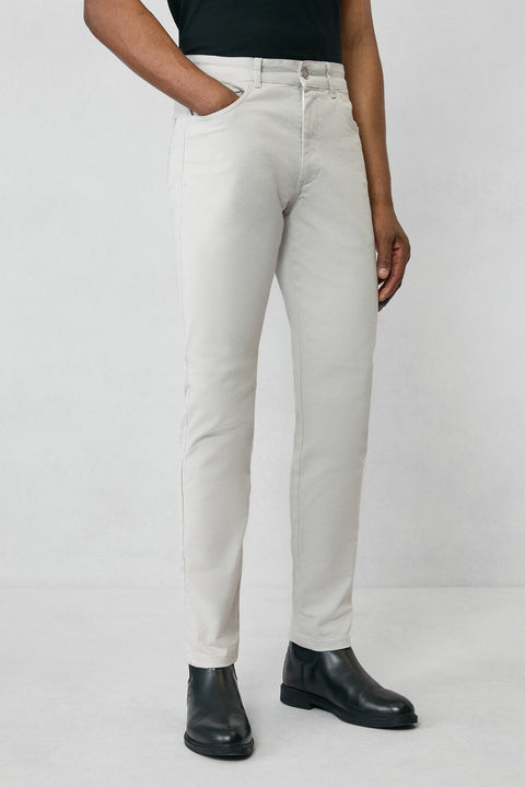 Light Gray Regular Fit Standard Cut Lycra Stretch Canvas / Chino Pants