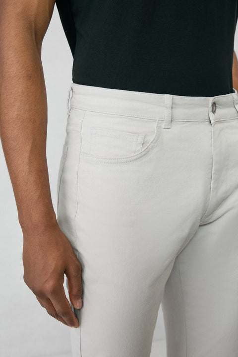 Light Grey Slim Fit Stretch Canvas / Chino Trousers