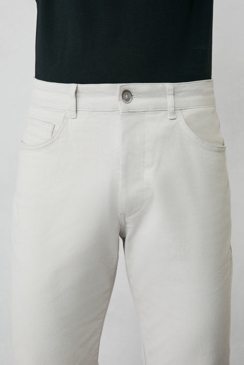 Light Grey Slim Fit Stretch Canvas / Chino Trousers