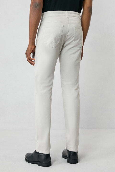 Light Gray Regular Fit Standard Cut Lycra Stretch Canvas / Chino Pants