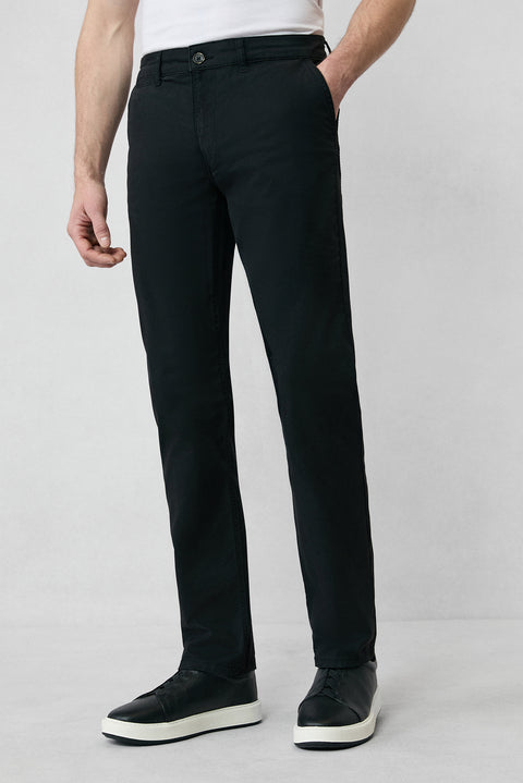Siyah Regular Fit Standart Kesim Likralı Esnek Yandan Cep Kanvas / Chino Pantolon
