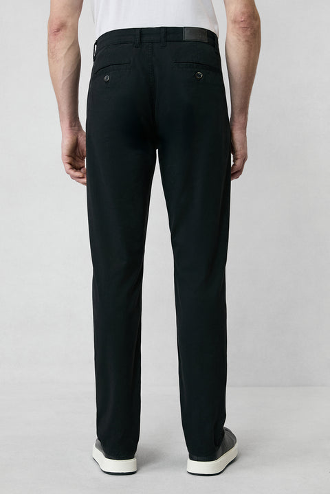 Siyah Regular Fit Standart Kesim Likralı Esnek Yandan Cep Kanvas / Chino Pantolon