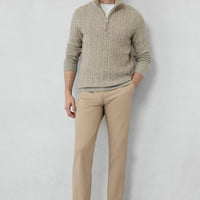 Medium Beige Regular Fit Standard Cut Stretchy Side Pocket Canvas / Chino Pants